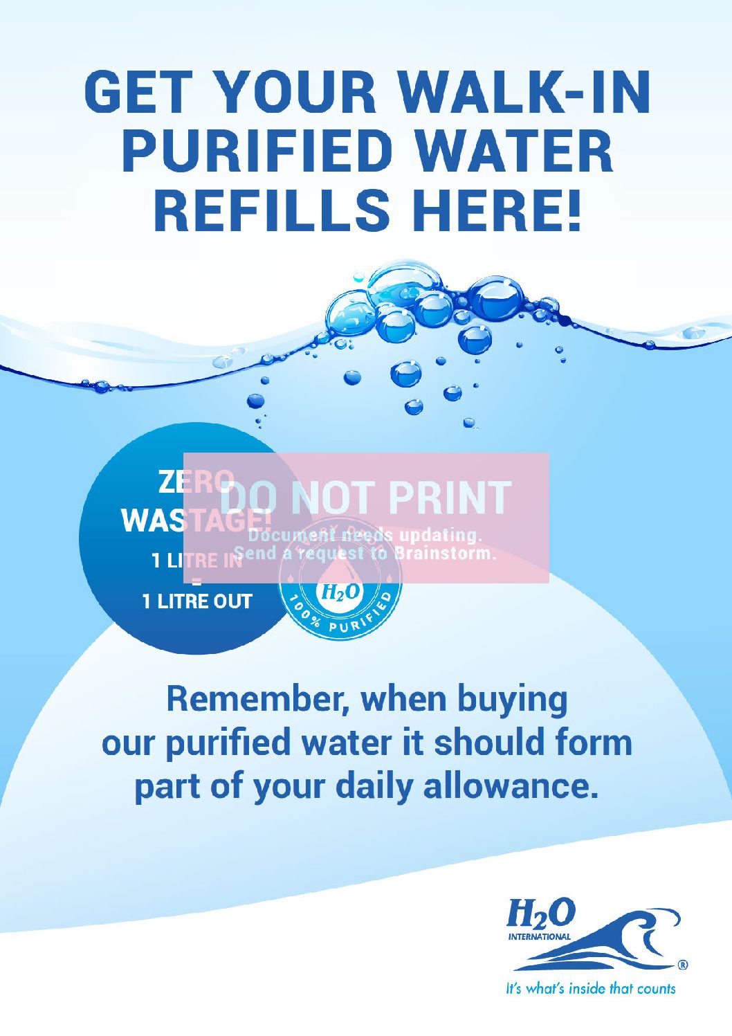 H2O |BWT POS Signage Refills A4 Poster