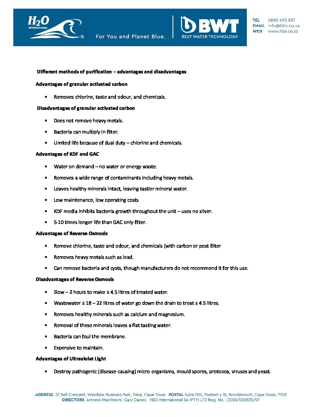 Different Methods of Purification - Advantages and Disadvantages