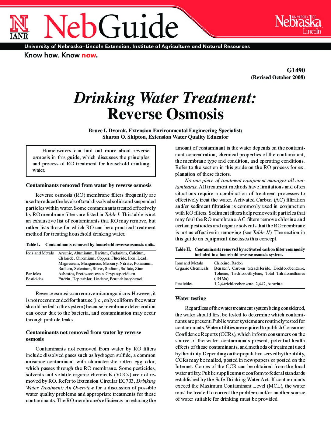 Guide Reverse Osmosis Summary