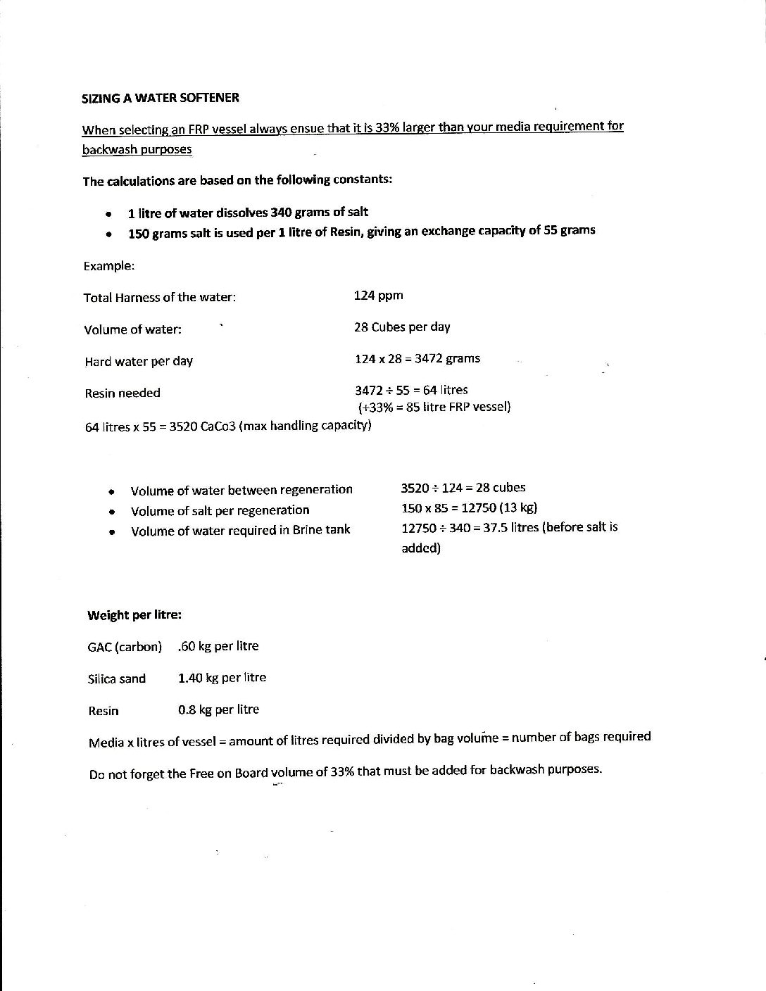 Water Softeners Sizing