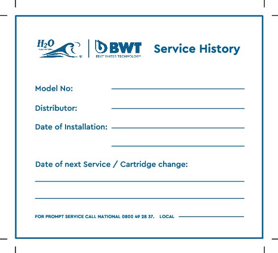 H2O | BWT Service History Sticker (10 x 9 cm)