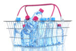 Plastic,Bottles,Of,Water,In,Metal,Basket,Isolated,On,White