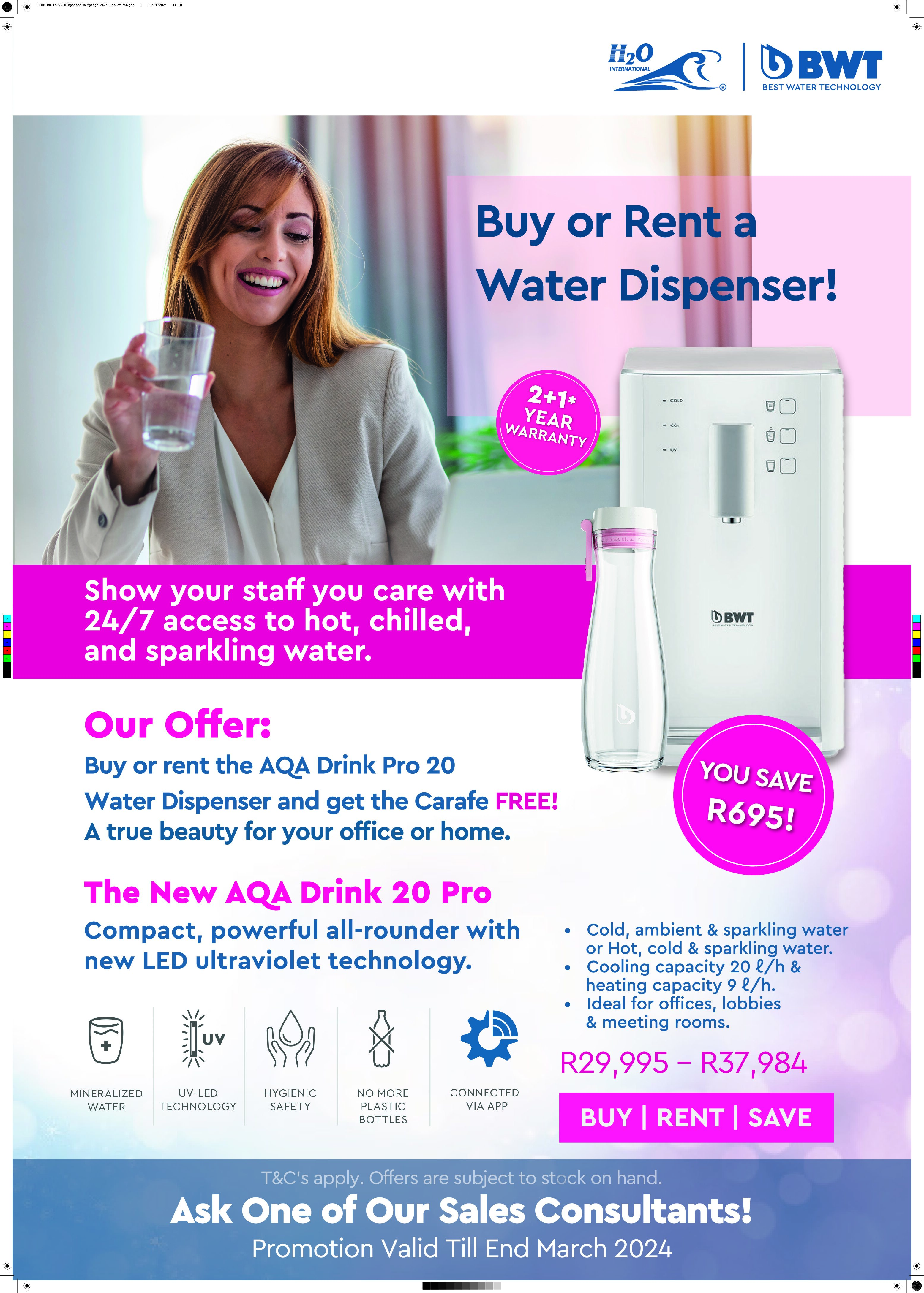 H2O|BWT Buy or Rent a Water Dispenser Campaign 2024 Poster